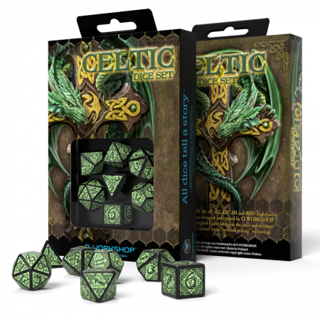 Celtic 3D Revised kauliukų rinkinys juodos ir žalios spalvos